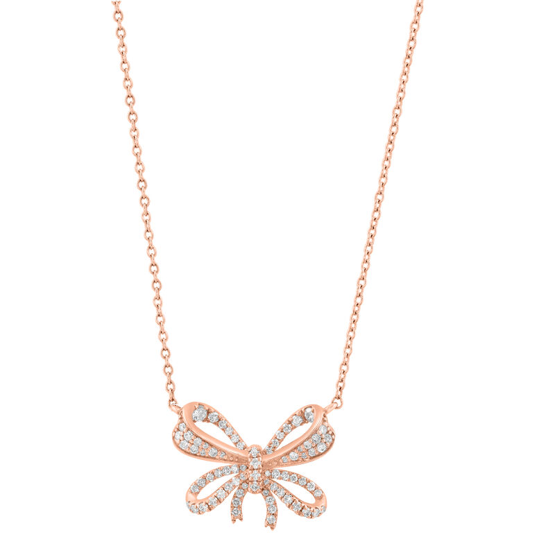 EFFY Diamond Bow Pendant in 14k Rose Gold image number null